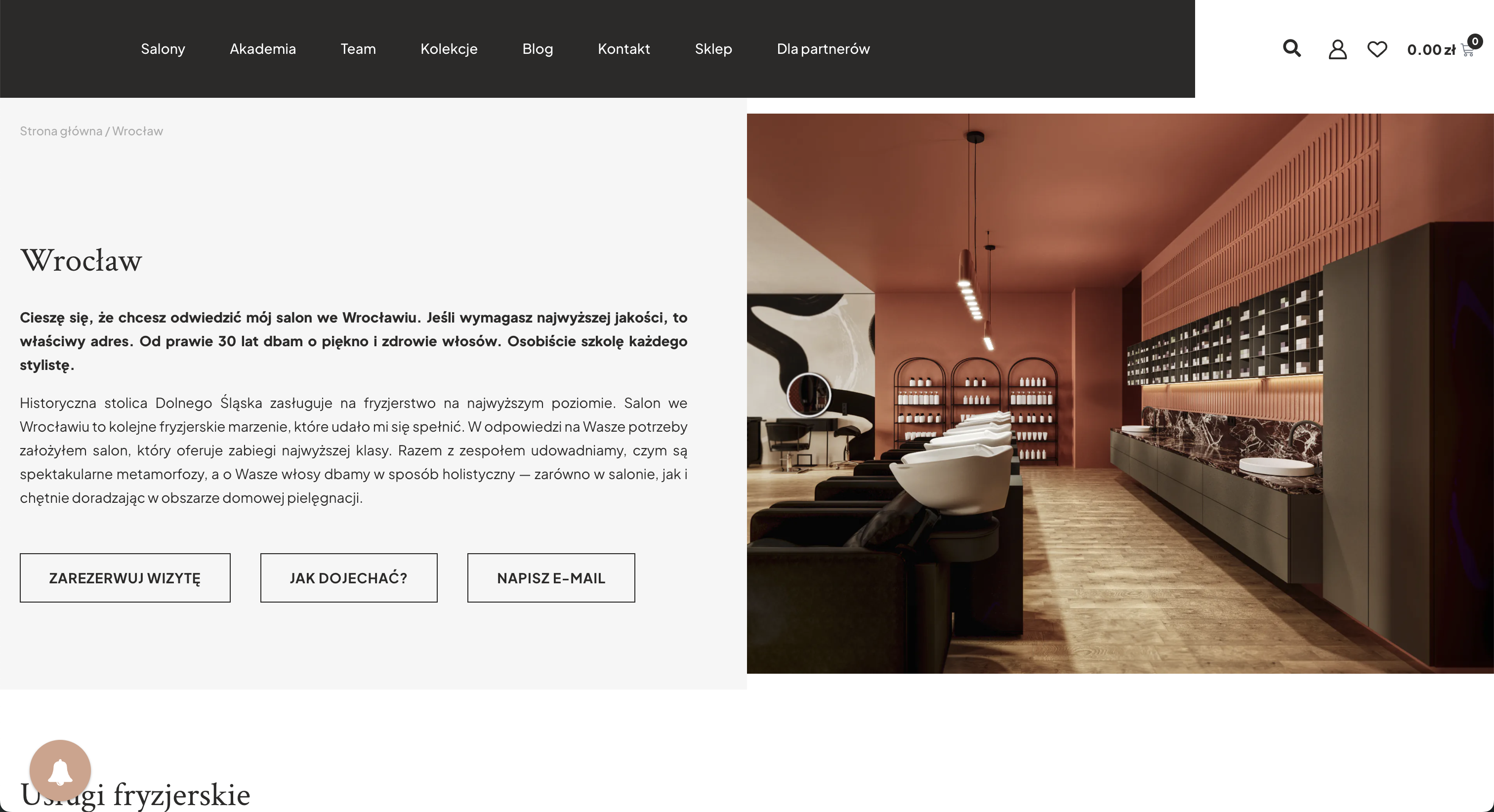 Strona internetowa salon fryzjerski Kraków - responsywna witryna z rezerwacją online